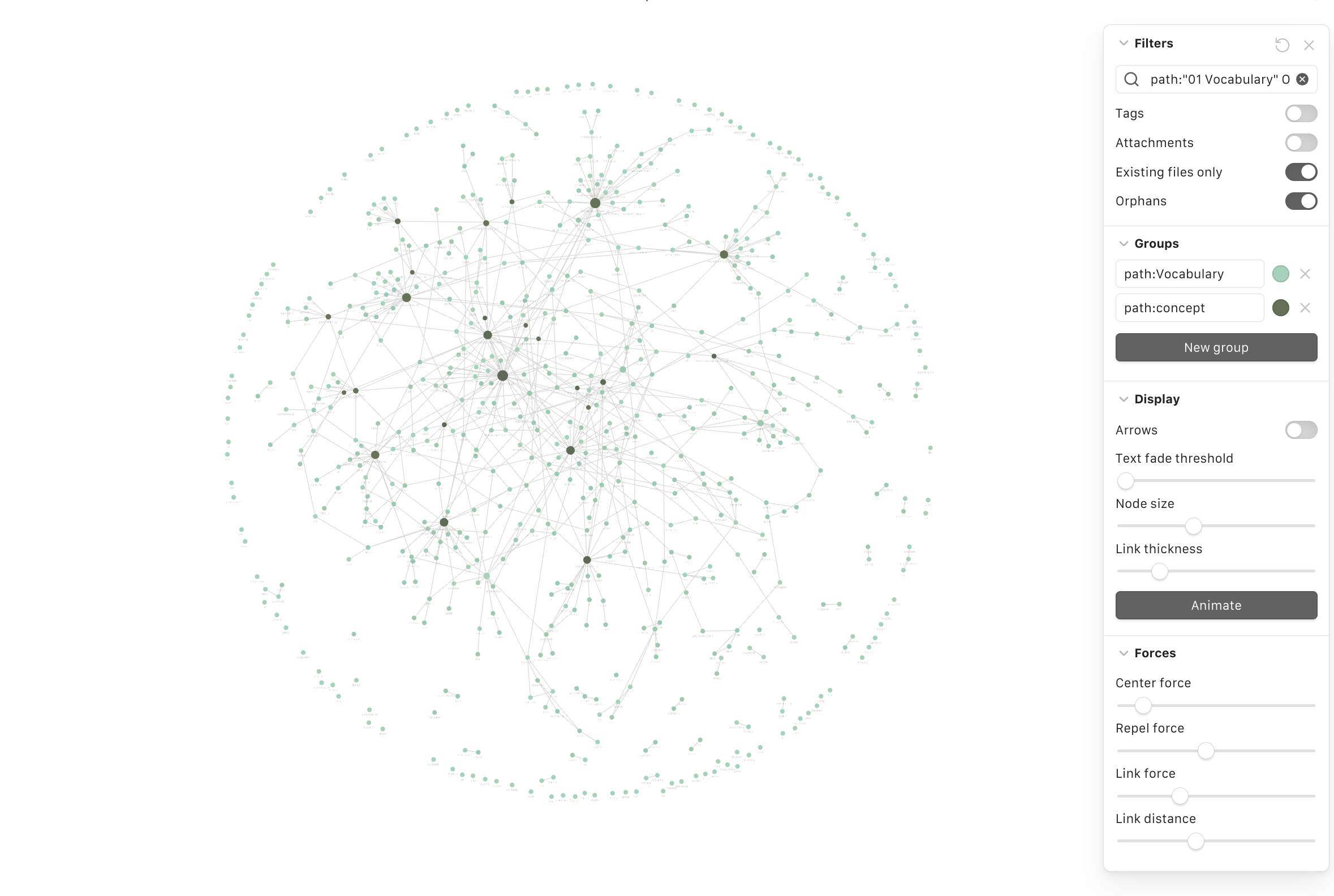 Knowledge network & language learning system in obsidian