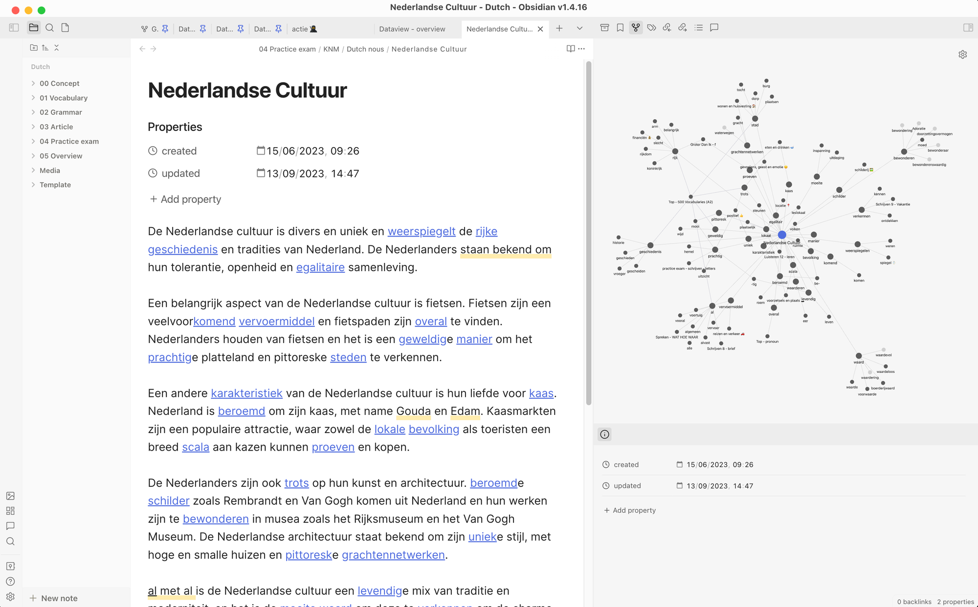 Knowledge network & language learning system in obsidian